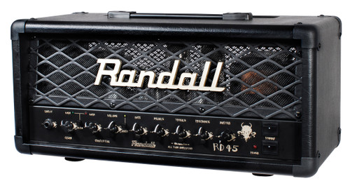 Randall RD45H 45-watt guitar amplifier head featuring dual channels, tube-driven high-gain tone, rugged construction, and the signature Randall Diavlo sound.