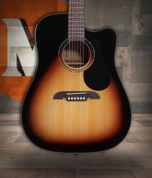 Shop the Alvarez Regent RD26CE Dreadnought Acoustic-Electric w/ Cutaway in Sunburst (RD26CESB). Great tone, easy playability, deluxe gig bag included.
