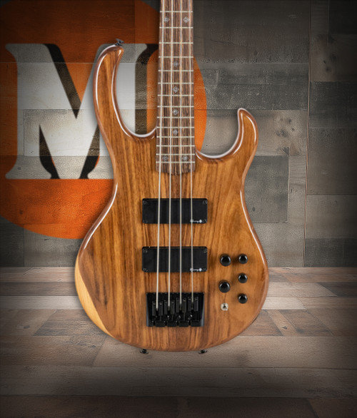 H. Jimenez 4-String Glossy Natural Walnut Top Bass Guitar (LBS4-WT) with deluxe padded gig bag