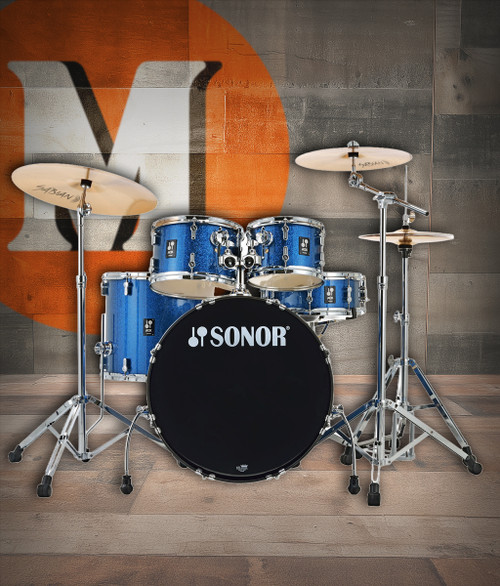 Shop the Sonor AQX Stage Set in Blue Ocean Sparkle w/ 1000 Series Hardware (AQX STAGE NC BOS) at Musician Madness. Complete setup, punchy tone, and great value.
