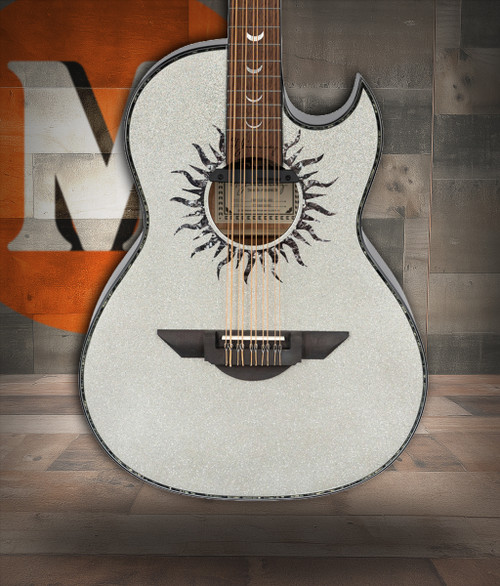H. Jimenez Glossy Silver Sparkle Bajo Quinto Cutaway Electric w/ Hardwood Case (LBQ1GXE-MD) | Musician Madness