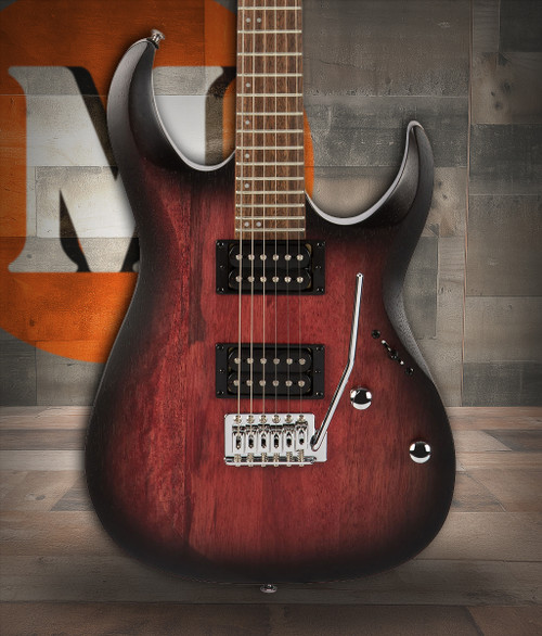Cort X100 X Series Double Cutaway Electric Guitar - Open Pore Black Cherry Burst (X100OPBB-U) | Musician Madness