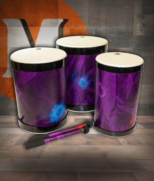 Toca Sympatico Nesting Djun-Djun Set of 3, 12"/14"/16", Pretuned Fiber with Dot - Woodstock Purple (TSSNDD-3PCWP-FDP)