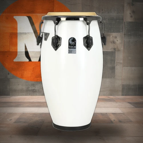 Toca Custom Deluxe Fiberglass Tumba, Margarita Blanca, Black Chrome Hardware (4612-1/2FMB) | Musician Madness