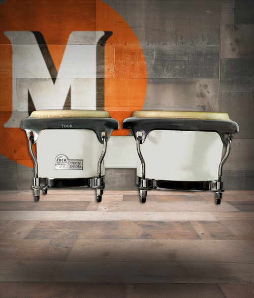 Toca Custom Deluxe Fiberglass Bongos, Margarita Blanca, Black Chrome Hardware (4600FMB) | Musician Madness