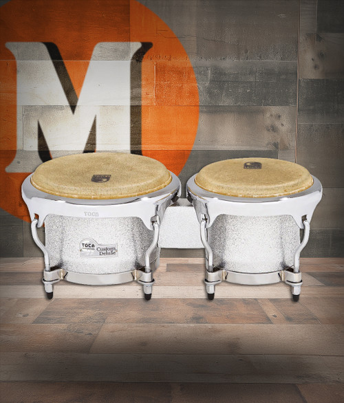 Toca Custom Deluxe Fiberglass Bongos - Silver Sparkle (4600FS) | Musician Madness