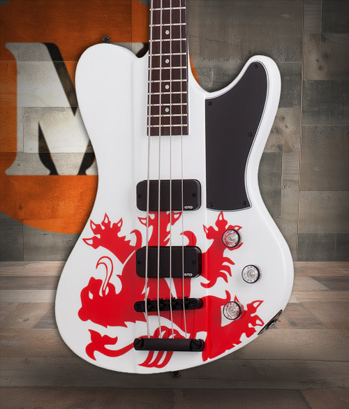 Schecter Simon Gallup Ultra Spitfire - Gloss White with Red Lion graphic (2254)