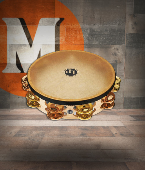 Latin Percussion LP Pro 10" Double Row Headed Tambourine w/  Bag - Brass/Bronze (LP384-BB)|Musician Madness