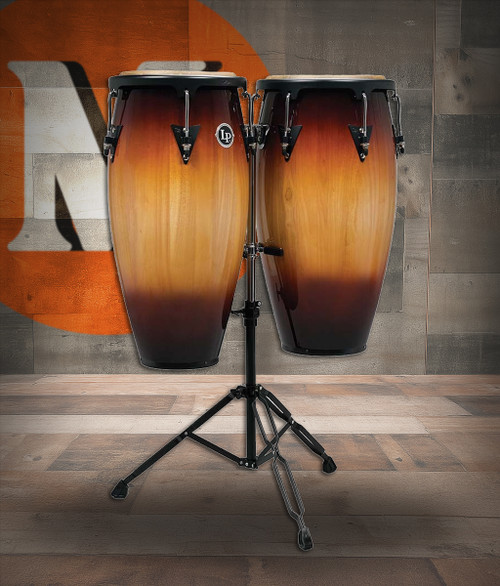 Latin Percussion LP Aspire 11 - 12" Conga Set - Oak Vintage Sunburst w/ Stand (LPA647-VSB) | Musician Madness