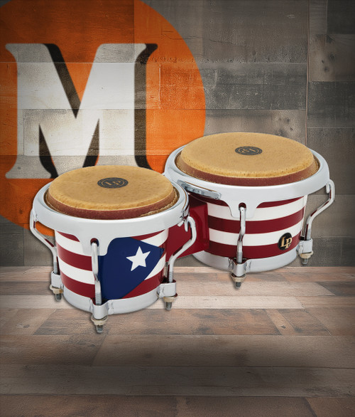 Latin Percussion LP 3 1/2 - 4 1/2" Mini Bongo Oak Puerto Rican Flag (LPM199-PR)|Musician Madness