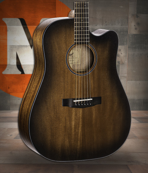 Cort COREDCOPBB Core-DC Series Dreadnought Cutaway Acoustic Electric Guitar w/ Soft Case - Open Pore Black Burst (COREDCOPBB-U)|Musician Madness