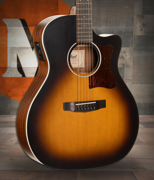 Cort GA1EOPSB Grand Regal Series GA1E Acoustic-Electric Guitar - Open Pore Sunburst (GA1EOPSB-U)