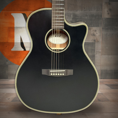 Cort GA4BTSG Essence Series ES-GA4 Auditorium Acoustic Electric Guitar - Black Top Semi Gloss (GA4BTSG-U)