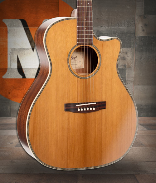 Cort GA4NSG Essence Series ES-GA4 Auditorium Acoustic Electric Guitar - Natural Semi Gloss (GA4NSG-U)|Musician Madness