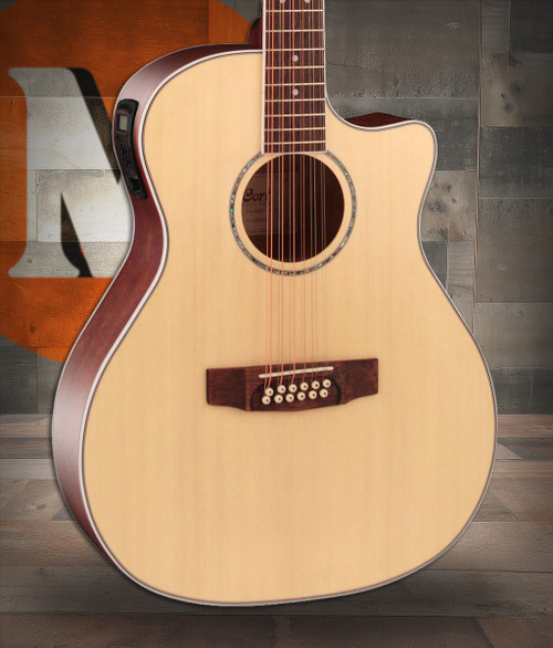 Cort GAMEDX12OP Grand Regal Acoustic Electric (12 String) Cutaway Guitar - Open Pore (GAMEDX12OP-U) | Musician Madness