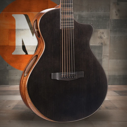 Cort MODERNBLACK Masterpiece Series Modern Black Acoustic-Electric Guitar w/ Hard Case - Trans Black Gloss (MODERNBLACK-U) | Musician Madness