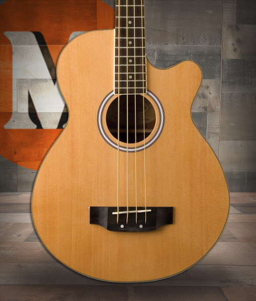 Washburn AB5 Cutaway Acoustic Electric Bass Guitar w/ Gig Bag - Natural (AB5K-A-U) | Musician Madness