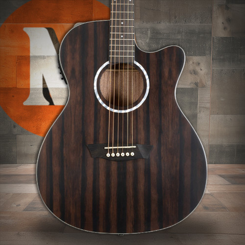 Washburn DFEACE-A Deep Forest Grand Auditorium Cutaway Acoustic Electric Guitar - Striped Ebony (DFEACE-A-U)