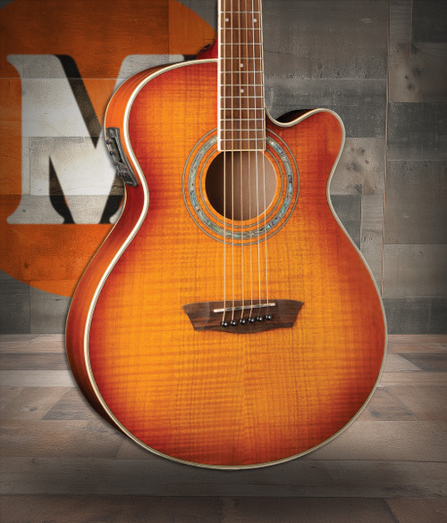 Washburn EA15 Festival Series Mini Jumbo Cutaway Acoustic Electric Guitar - Ice Tea Burst (EA15ITB-A-U)|Musician Madness
