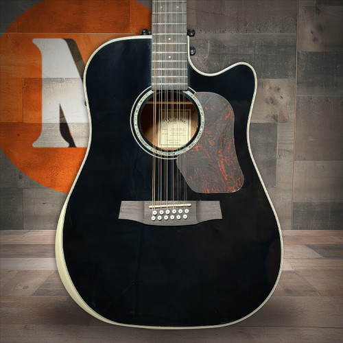 Walden D642RCEB-G Natura Solid Sitka Top-Mahogany 12-String Armrest Dreadnought Acoustic Cutaway-Electric - Gloss Black (D642RCEB-G)|Musician Madness
