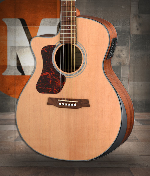 Walden G550RCEL Natura Solid Spruce Top Left-Handed Armrest Grand Auditorium Acoustic Cutaway-Electric - Open Pore Satin Natural (G550RCEL/W)