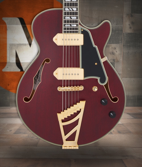 D'Angelico Deluxe Brighton Baritone - Satin Trans Wine (DADBSSSTWGS)