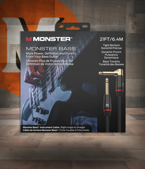 Monster MBASS2-21AWW Prolink Monster Bass 1/4" Instrument Cable 21 ft - Right Angle to Straight (MBASS2-21AWW-U)|Musician Madness