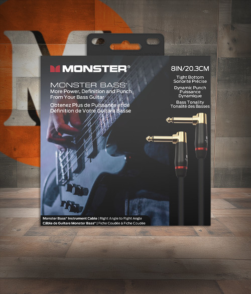 Monster Bass 8" R/A Cable Dual Angled Buy the Monster Cable Bass 8" R/A Cable Dual Angled (MBASS2-0.75DAWW-U) at Musician Madness with fast shipping.