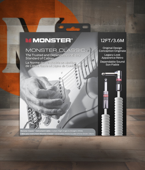 Monster CLAS-I-21ACWHWW Prolink Monster Classic 1/4" Instrument Cable 12 ft - Coiled. White (CLAS-I-21ACWHWW-U) | Musician Madness