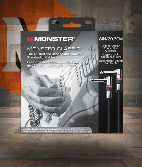 Monster CLAS-I-0.75DAWW Prolink Monster Classic 1/4" Instrument Cable 8 in - Right Angle to Same (CLAS-I-0.75DAWW-U) | Musician Madness