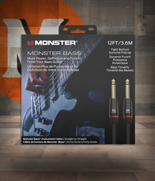 Monster MBASS2-12WW Prolink Monster Bass 1/4" Instrument Cable 12 ft - Straight to Straight (MBASS2-12WW-U) | Musician Madness