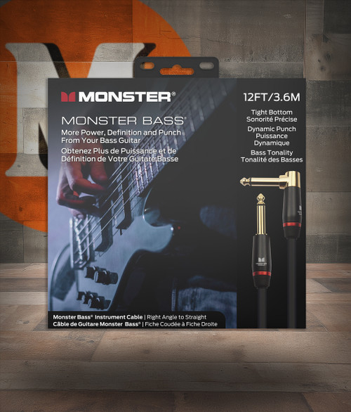 Monster Bass 12' Strt-R/A CablStraight to Right Angle Buy the Monster Cable Bass 12' Strt-R/A Cablstraight To Right Angle (MBASS2-12AWW-U) at Musician Madness withÂ…
