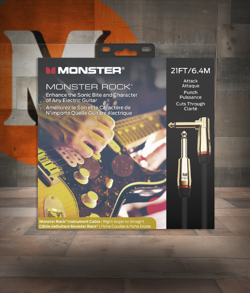 Monster MROCK2-21AWW Prolink Rock 1/4" Instrument Cable 21 ft - Right Angle to Straight (MROCK2-21AWW-U) | Musician Madness