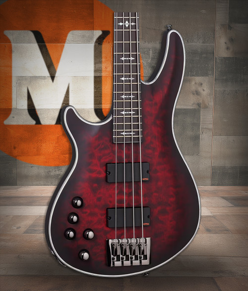 Schecter Hellraiser Extreme-4 LH - Crimson Red Burst Satin (1912) | Musician Madness