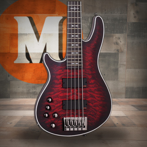 Schecter Hellraiser Extreme-5 LH - Crimson Red Burst Satin (1921) | Musician Madness