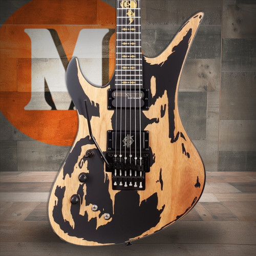 Schecter Synyster Custom-S Distressed Left Hand Electric Guitar - Satin Black (1751) | Musician Madness