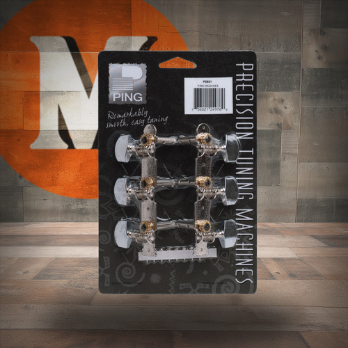 Ping P2631 Chrome Button Plate Machine Heads. 3-In-Line (2 Set) (P2631-U)