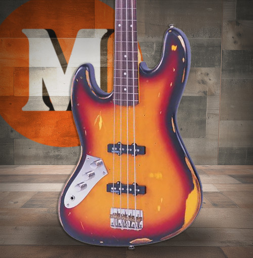 Vintage V74 ICON Fretless Bass Left Hand - Sunset Sunburst (LV74MRJP) | Musician Madness