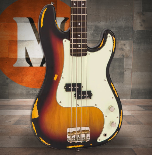 Vintage V4 ICON Bass - Distressed Sunset Sunburst (V4MRSSB) | Musician Madness