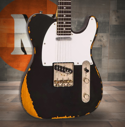 Vintage V62 ICON Electric Guitar - Distressed Black (V62MRBK)