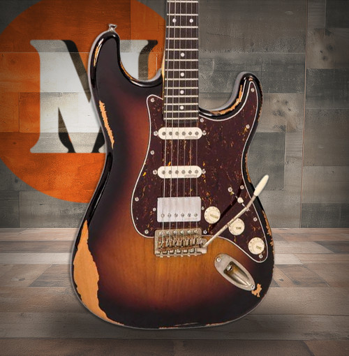 Vintage V6H ICON HSS Electric Guitar - Ultra-Gloss Distressed Sunset Sunburst (V6HMRSSB)|Musician Madness
