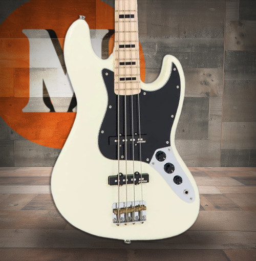Vintage VJ74 ReIssued Maple Fingerboard Bass Guitar - Vintage White (VJ74MVW) | Musician Madness
