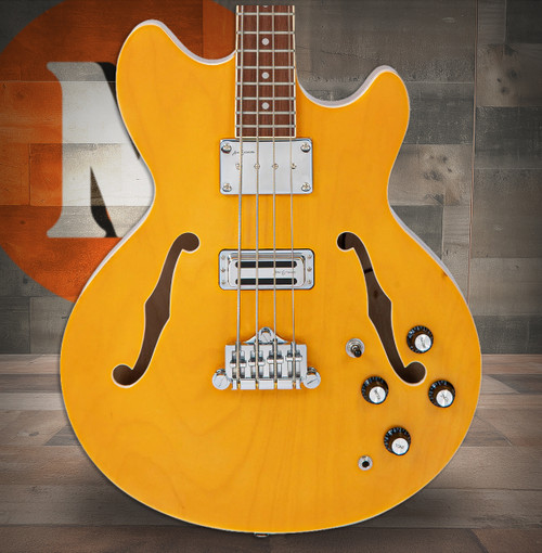 Vintage REVO Series 'Supreme' Semi-Acoustic Bass Guitar - Natural (VRS450N) | Musician Madness