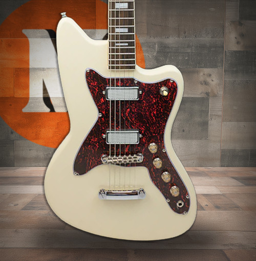 Silvertone Offset Solid Body w/ 2 Noiseless Foil PU's - Vintage White (1478SVW)