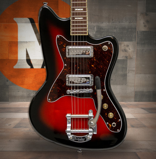 Silvertone Offset Solid Body w/ Vibrato Foil PU's - Red Sunburst (1478VRSB)