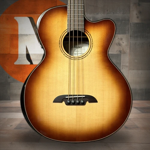 Alvarez Artist Elite Acoustic-Electric Bass Guitar with Cutaway and Armrest - Shadowburst (AEB70CE_Armrest_Shadowburst) | Musician Madness