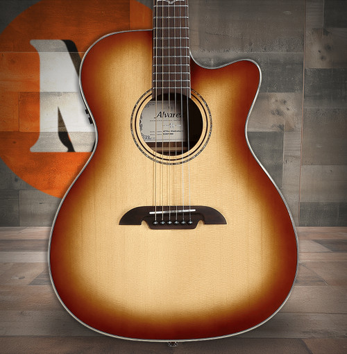 Alvarez Artist Folk/OM Guitar Acoustic Electric Shadowburst with Cutaway (AF70CE_Shadowburst) | Musician Madness