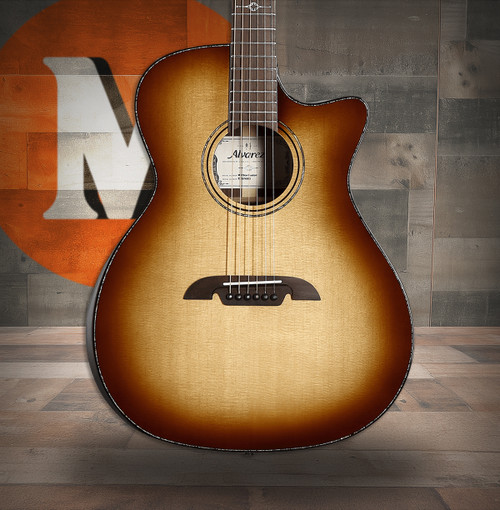 Alvarez Masterworks Grand Auditorium Guitar, Acoustic Electric, Shadowburst, with Cutaway (MG70ce_Custom) | Musician Madness