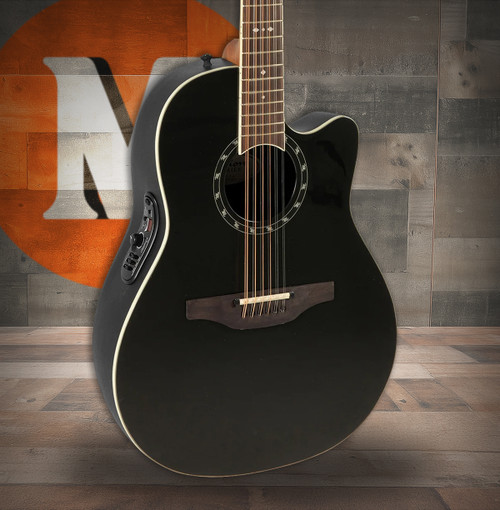Ovation Pro Series Standard Balladeer E-Acoustic Guitar 2751AX-5 Black 12-String (2751AX-5-G)