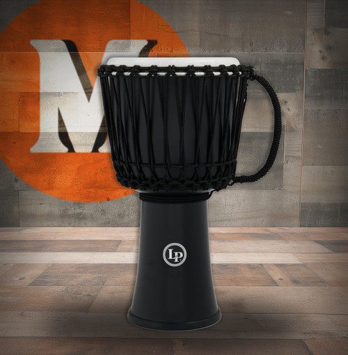 Latin Percussion LP 10-inch Rope Tuned Circle Djembe with Perfect-Pitch head - Black (LP2010-BK)